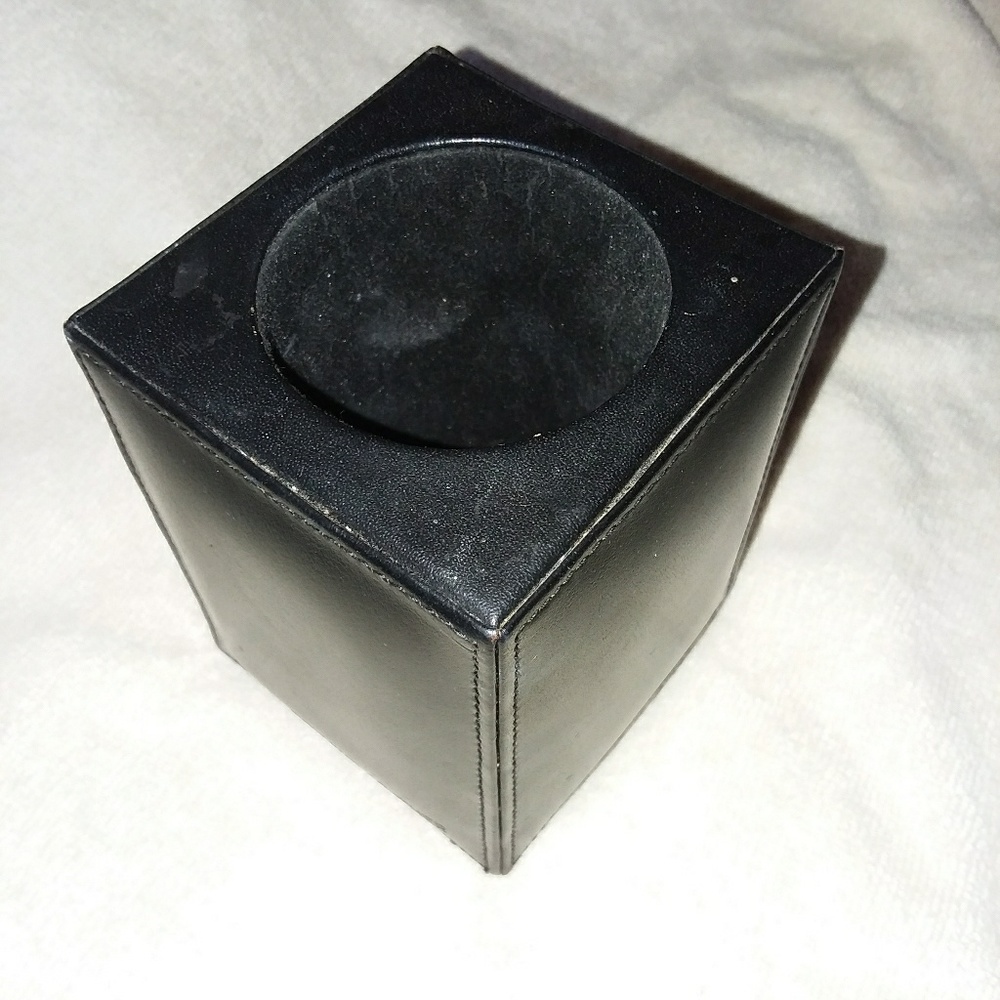 Leather makeup brush cup